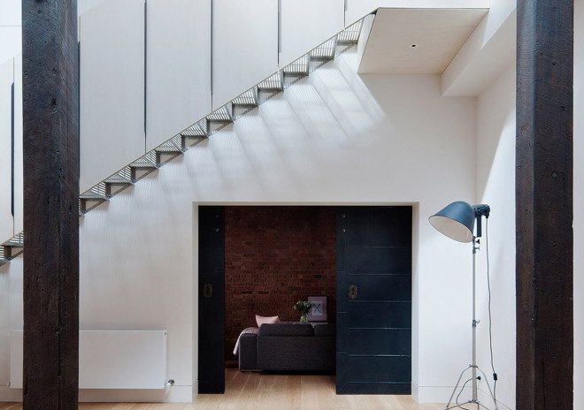 warehouse conversion, warehouse renovation, Melbourne, Andrew Simpson Architects, green renovation, natural light, skylights, red brick warehouse, green architecture, exposed ceiling, flexible layout