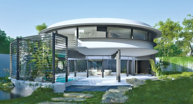 Circle House, Razvan Barsan + Partners, Romania, circular house, green architecture, concrete, swimming pool, greenhouse, marine creature, biomimicry, nature inspired, natural light