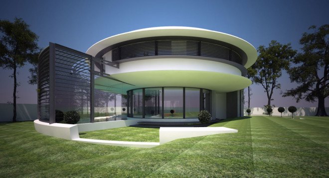 Circle House, Razvan Barsan + Partners, Romania, circular house, green architecture, concrete, swimming pool, greenhouse, marine creature, biomimicry, nature inspired, natural light