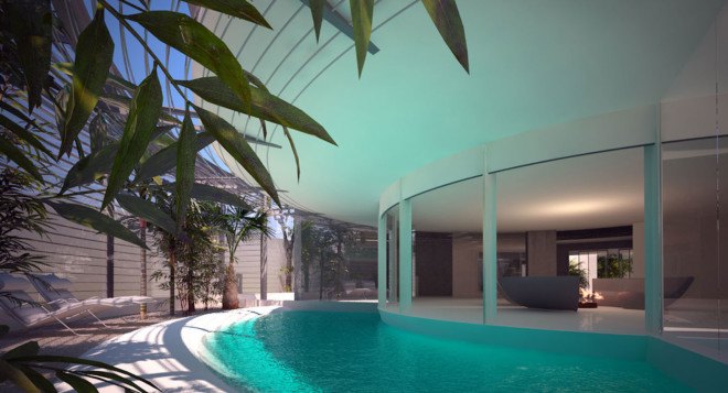 Circle House, Razvan Barsan + Partners, Romania, circular house, green architecture, concrete, swimming pool, greenhouse, marine creature, biomimicry, nature inspired, natural light