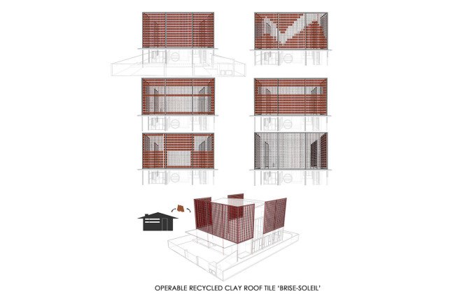 Clay Roof House, DRTAN LM Architect, perforated brick, perforated facade, reused materials, terracotta, clay roof tiles, green renovation, green architecture, natural ventilation, shading system, natural building materials