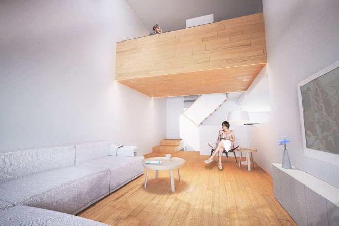 Des Écailles, Montreal, L. McComber, cedar siding, brick, home office, cedar, green architecture