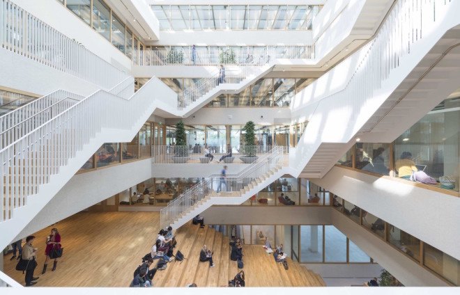 Erasmus University Polak building by Paul de Ruiter Architects, Erasmus University Polak building, the netherlands sustainable campus, sustainable campus design,