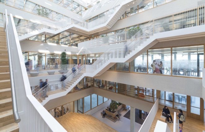Erasmus University Polak building by Paul de Ruiter Architects, Erasmus University Polak building, the netherlands sustainable campus, sustainable campus design,