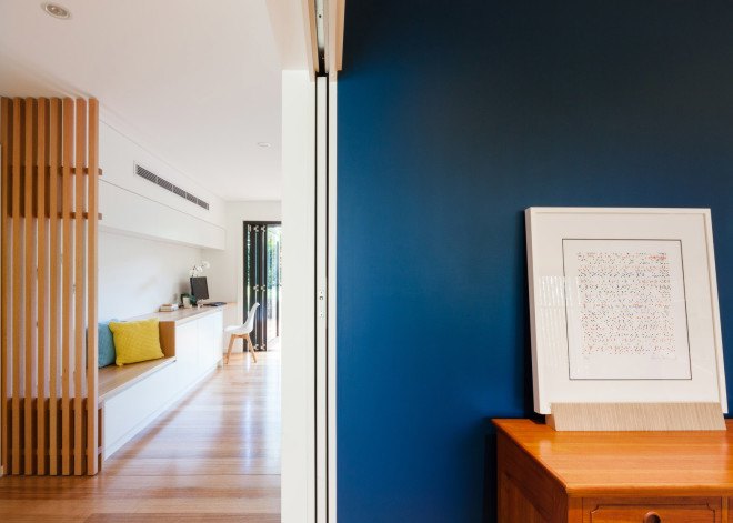 Bijl Architecture, Sydney modern homes, modern architecture, wood slat screen, wood screen, slatted wood facade, wood facade, light control, green remodel, home remodeling, mid-century remodel, Escu House