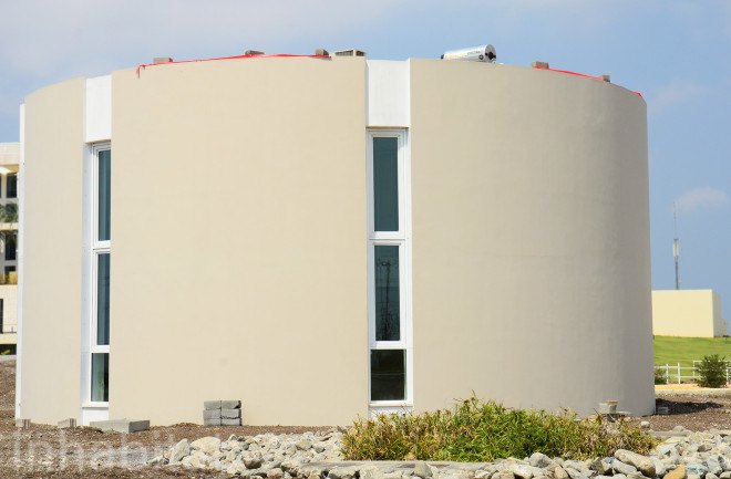 ECOHAUS, Oman, GUtech, cylindrical home, compressed earth brick home, earth brick home in Oman, round home in Oman, House in a House, Oman ECOHAUS by GUtech, green design Oman, green homes in Oman, naturally cool home Oman, sustainable design Oman, vernacular earth home Oman