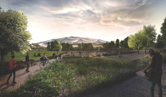 google, big, bjarke ingels group, heatherwick studio, thomas heatherwick, mountain view california, google hq, google headquarters, googleplex, bicycles, google bike-friendly, google bike parking, google campus