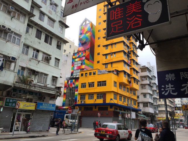 HKWalls Street Art Festival, Hong Kong, Okuda San Miguel, street art, temporary art, green design, urban design, murals