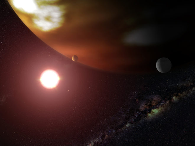 Astonomy, hot Jupiter, planets, three suns, KELT-4Ab, space