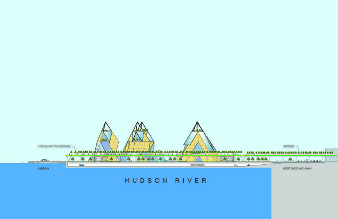 Hub on the Hudson by Eytan Kaufman, Hudson River floating park, Hub on the Hudson, floating High Line park, High Line extension
