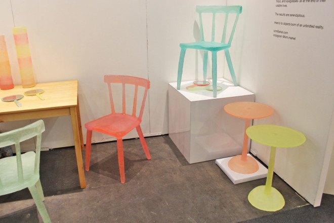 kim markel, kimberly markel, recycled chairs, recycled design, architectural digest design show, ad home show, green furniture, eco furniture, translucent chair, recycled chairs, interior design