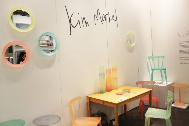kim markel, kimberly markel, recycled chairs, recycled design, architectural digest design show, ad home show, green furniture, eco furniture, translucent chair, recycled chairs, interior design