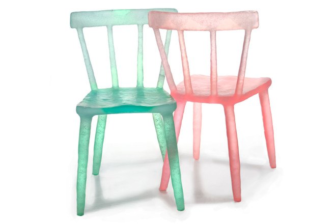 kim markel, kimberly markel, recycled chairs, recycled design, architectural digest design show, ad home show, green furniture, eco furniture, translucent chair, recycled chairs, interior design