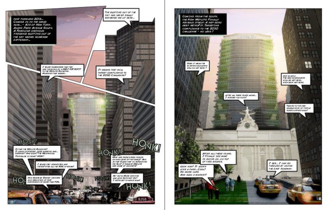 lemay, metals in construction, metlife building, graphic novel, comic book, architectural design proposal, design proposal, architectural design contest, manhattan, peanuts cartoon