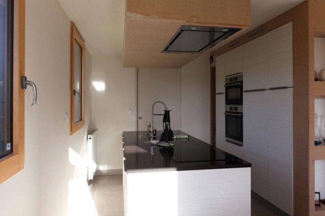 a.typique Patrice BIDEAU architecte, Patrice Bideau, pitched roof, energy efficient house, pilgrimage, France, RT 2012 standard, energy efficiency standard, heat pump, pergola, thermal mass, passive house, natural building materials, green materials