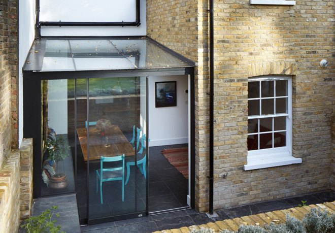 HÛT Architecture, Mile End Terrace, green extension, Victorian extension, London, glass facade, green renovation, green architecture, extension