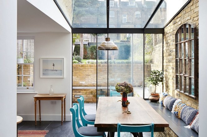 HÛT Architecture, Mile End Terrace, green extension, Victorian extension, London, glass facade, green renovation, green architecture, extension
