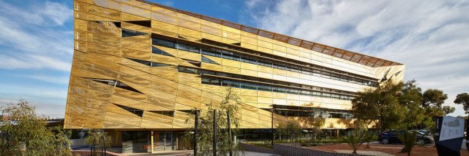 Ngoolark Student Services, JCY Architects & Urban Designers, kaleidoscopic 3D, aluminium facade, metal facade, perforated metal facade, digital tools, Australia, green architecture