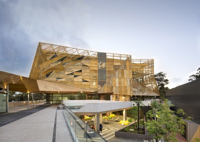 Ngoolark Student Services, JCY Architects & Urban Designers, kaleidoscopic 3D, aluminium facade, metal facade, perforated metal facade, digital tools, Australia, green architecture