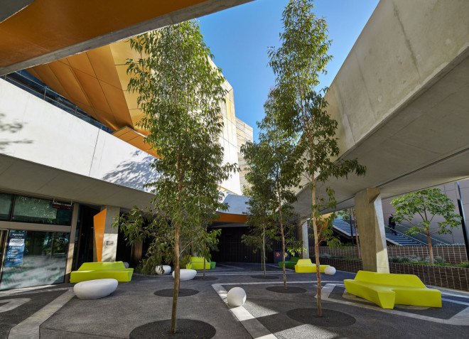 Ngoolark Student Services, JCY Architects & Urban Designers, kaleidoscopic 3D, aluminium facade, metal facade, perforated metal facade, digital tools, Australia, green architecture