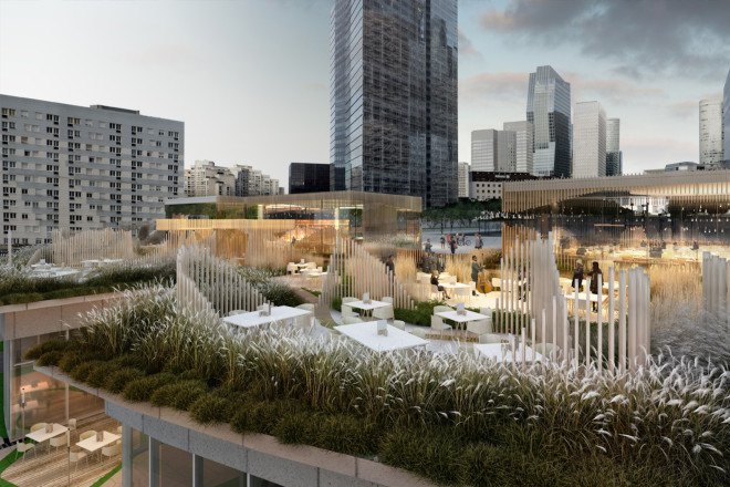 OxyGen by Stephane Malka, Oxygen development in La Défense, La Défense Paris prefab, Paris prefab architecture, green-roofed prefab architecture,