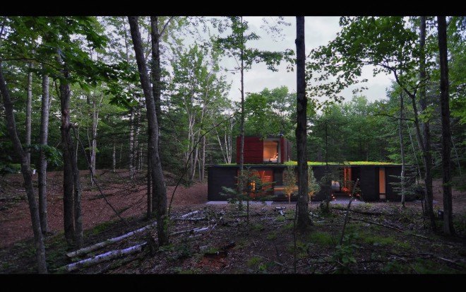 Pleated House by Johnsen Schemaling Architects, Wisconsin green roofed architecture, Door County architecture, charred timber architecture