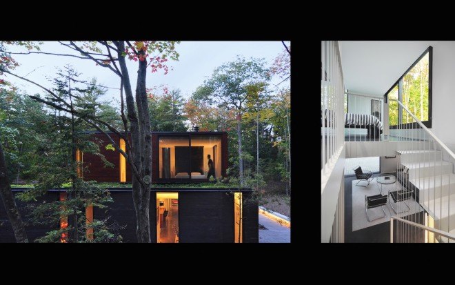 Pleated House by Johnsen Schemaling Architects, Wisconsin green roofed architecture, Door County architecture, charred timber architecture