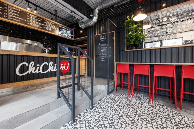 repurposed shipping containers, shipping container architecture, shipping container restaurant, ChiChi 4U shipping container, Repurposed Shipping Container Restaurant by mode:lina, Poznan ChiChi 4U, Poznan shipping container restaurant