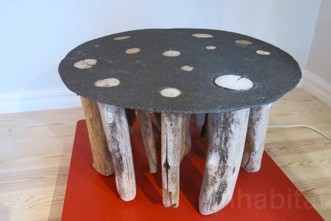 Reykjavik, iceland, DesignMarch, recycled sweaters, algae, volcanic stones, radish, d, andelion flowers, drift wood, sheep's hair, fish skin, cows' bladder, Kraum, Fuzzy stool, Anna Gunnarsdóttir, Aggh 015, UPPÁKLÆDD, Kristbjörg Guðmundsdóttir, Urns to eternity, crystalline-glazed porcelain, Kristín Þórunn Helgadóttir, Fjöruperlur, Ragnheiður Ösp Sigurðardóttir, MaybeKnot, MM Hönnun, coffee stencil, KIRS SHOP, Kirsuberjatréð, Valdis Harrysdotter, radish, FÆRID, Berg tables, Hidden Wood, Icelandic College of Arts and Crafts, Sigríður Hjaltdal Pálsdóttir, Bybibi, Theodora Alfredsdottir, From The Ground, Royal College of Art, Thomas Pausz, dandelion, Gróa Ólöf Þorgeirsdóttir, Groa, Into the Blue, Into the Blue, Berlinord, Tools you light, Gústav Jóhannsson, Ágústa Magnúsdóttir, Agustav, fishing net, Butterfly Inlay Table, Kjartan Oskarsson, Halo, G.Á. Húsgögn, Valdis Harrysdotter, Cow bladder's Lamp,
