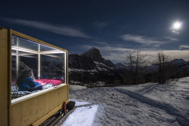 Starlight Room, Cortina, Rifugio Col Gallina, Raniero Campigotto, Starlight Room by Raniero Campigotto, alpine hotel room