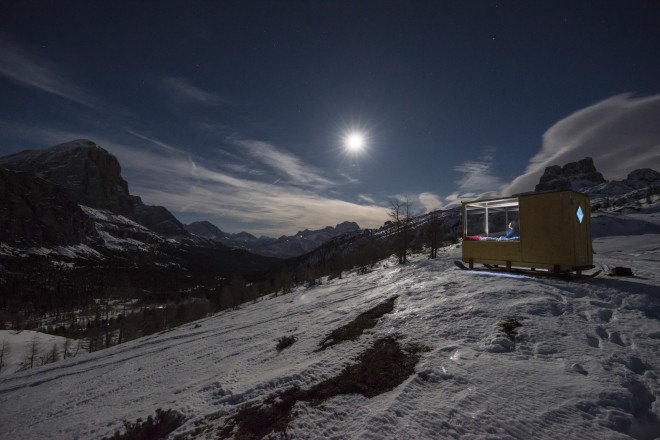 Starlight Room, Cortina, Rifugio Col Gallina, Raniero Campigotto, Starlight Room by Raniero Campigotto, alpine hotel room