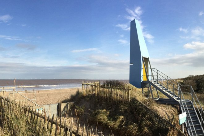 Wind Tower, lookout tower, MSA-Gruff, observation tower, sand dunes, Lincolnshire, Structures on the Edge project, ArtsNK, tourist attraction, green architecture, green tower