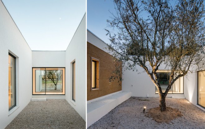 Blaanc, Vineyard House, Montijo, rammed earth, rammed earth walls, vineyard architecture, vineyard, earth walls, solar shading