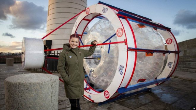 zorb, human hamster wheel, hamster wheel, irish sea, northern ireland, bbc, british television, fundraising, charity, united kingdom, sport relief