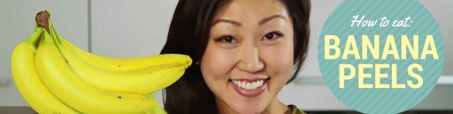 eat banana peels, how to eat banana peels, banana peels, waste reduction, green recipes, food waste, healthy recipes, banana peel smoothie, banana peel recipes, cooking with food scraps, using food scraps, yuka yoneda