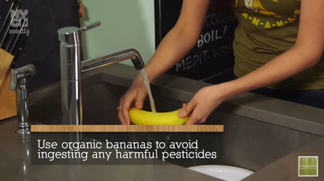 eat banana peels, how to eat banana peels, banana peels, waste reduction, green recipes, food waste, healthy recipes, banana peel smoothie, banana peel recipes, cooking with food scraps, using food scraps