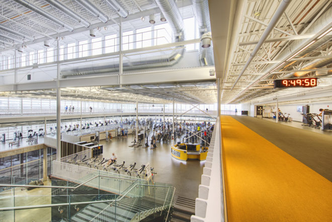 Active Living Centre, University of Manitoba Active Living Centre, Active Living Centre by Cibinel Architecture and Batteríið Architects, Batteríið Architects, Cibinel Architecture, architecture, design, sports facility design, gym design, sports facility architecture, gym architecture, elevated running track
