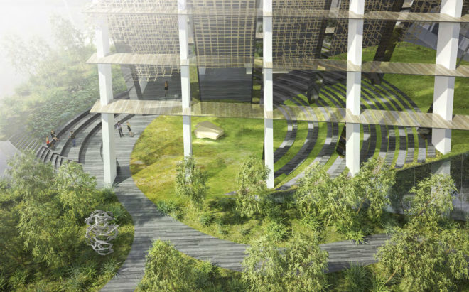 Kengo Kuma, Alberni by Kuma, Vancouver, green tower, mixed-use tower, mixed-use development, glass facade, anodized aluminium, green architecture, Japanese garden, green architecture