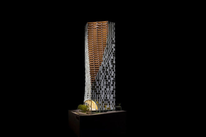 Kengo Kuma, Alberni by Kuma, Vancouver, green tower, mixed-use tower, mixed-use development, glass facade, anodized aluminium, green architecture, Japanese garden, green architecture