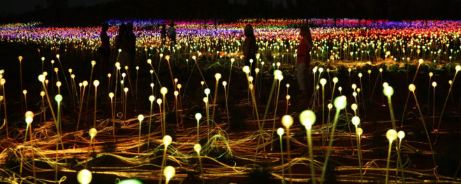 bruce munro, field of light, fiber optic, light installation, light art, desert lights, Tili Wiru Tjuta Nyakutjaku, uluru, field of light 2016, australia