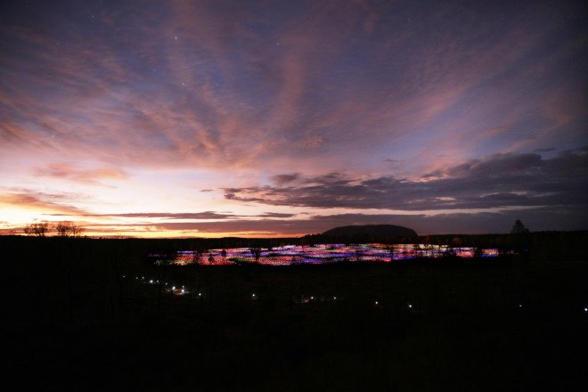 bruce munro, field of light, fiber optic, light installation, light art, desert lights, Tili Wiru Tjuta Nyakutjaku, uluru, field of light 2016, australia
