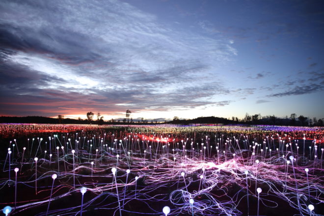 bruce munro, field of light, fiber optic, light installation, light art, desert lights, Tili Wiru Tjuta Nyakutjaku, uluru, field of light 2016, australia