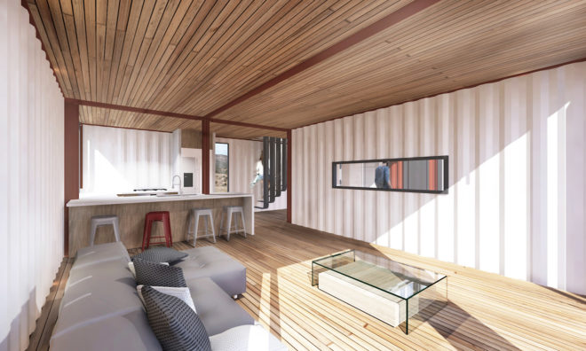 Canon City Container Cabin, Brad Tomecek, container homes, glazed container cabin, Colorado container cabin, container cabin reflects southern colorado sky, Tomecek Studio