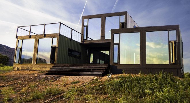 Canon City Container Cabin, Brad Tomecek, container homes, glazed container cabin, Colorado container cabin, container cabin reflects southern colorado sky, Tomecek Studio