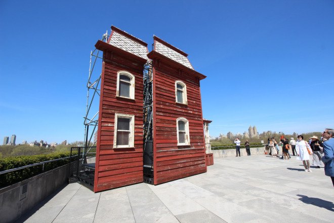 Met roof garden, metropolitan museum of art, psychobarn, psycho barn, met roof, met museum, cornelia parker, recycled materials, green art, green design