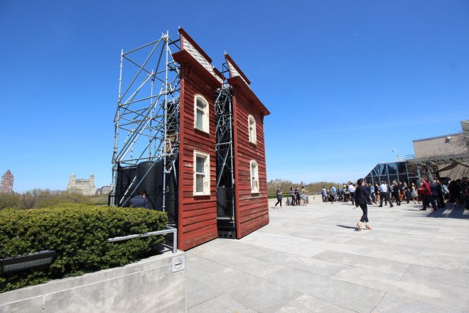 Met roof garden, metropolitan museum of art, psychobarn, psycho barn, met roof, met museum, cornelia parker, recycled materials, green art, green design