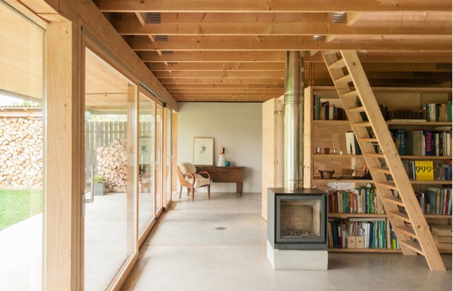 Disneyland house, France, retirement home, mountain home, pitched roof, gabled roof, timber house, GENS: Association Libérale d'Architecture, timber architecture, green architecture, natural light