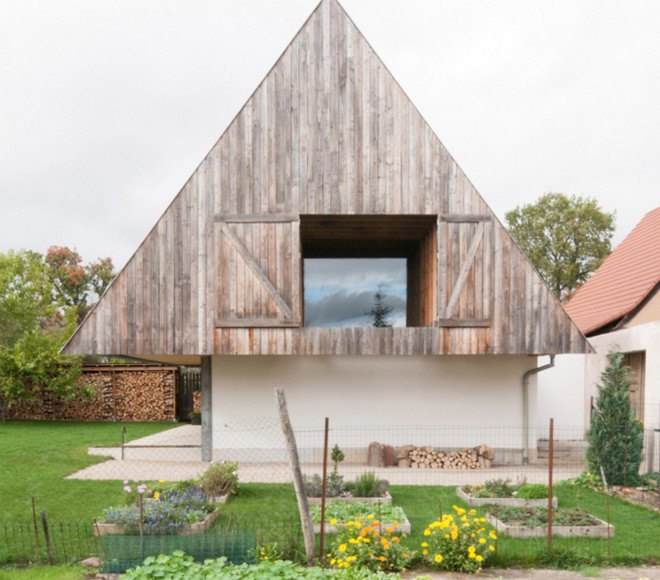 Disneyland house, France, retirement home, mountain home, pitched roof, gabled roof, timber house, GENS: Association Libérale d'Architecture, timber architecture, green architecture, natural light