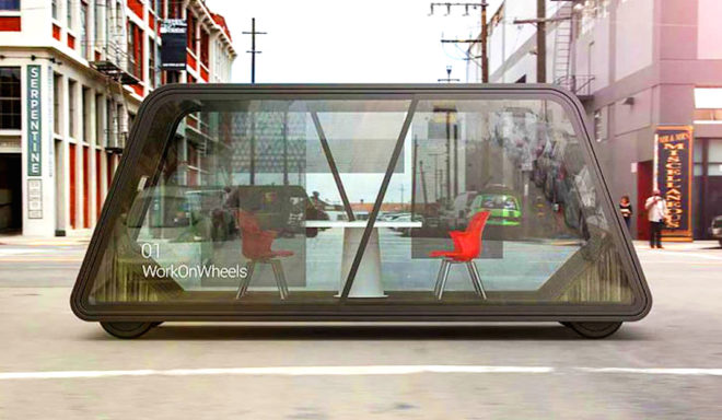 MOSS by Victor Vetterlein, Kantoor Karavaan, self-driving mobile office, mobile office designs, office on wheel designs, #dojowheel by FIVE AM, Ikke en Pind