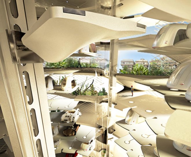 Gran Mediterraneo tower, green tower, Tel Aviv, glass skyscraper, Israel, David Tajchman, automated car park, automated parking, green skyscraper, green architecture, mirrored glass, community garden, driverless cars